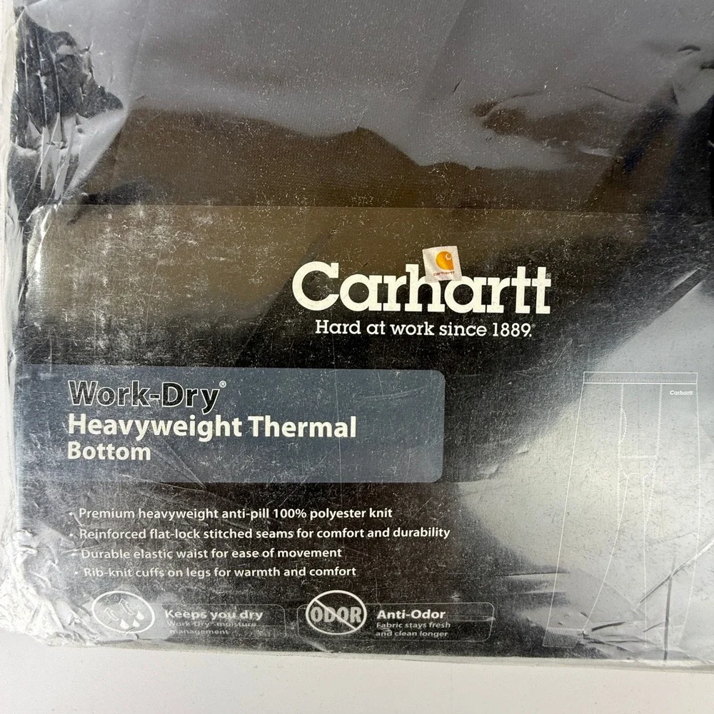 Carhartt Work-Dry Midweight Thermal Bottom Black K208 BLK Mens 2XL Tall NWT